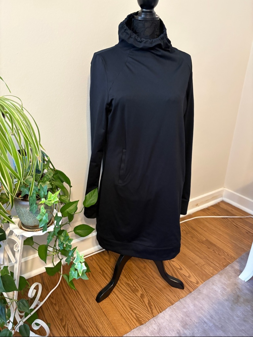 Fabletics Black Long-Sleeve Mock Turtleneck Dress